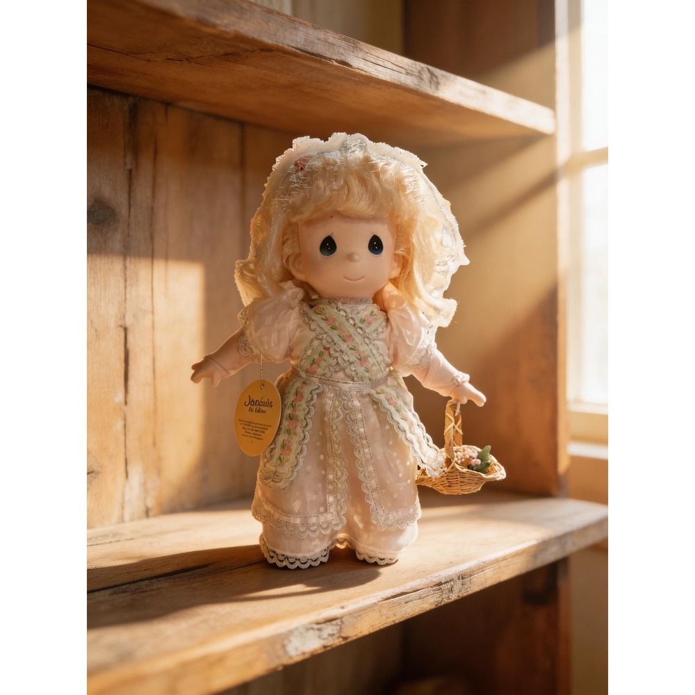 Precious Moments Janelle 1st Edition Vintage 1997 Doll with Flower Basket